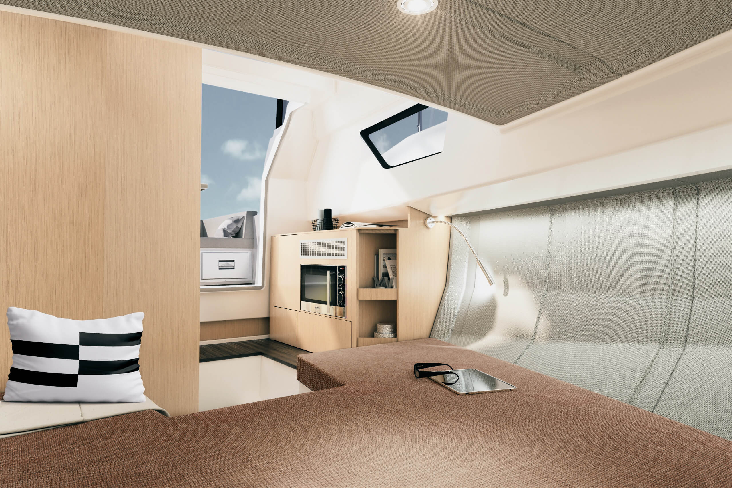 Qu'il s'agisse d'une grande armoire ou d'un micro-ondes en option, vous pouvez également décider individuellement sous le pont.