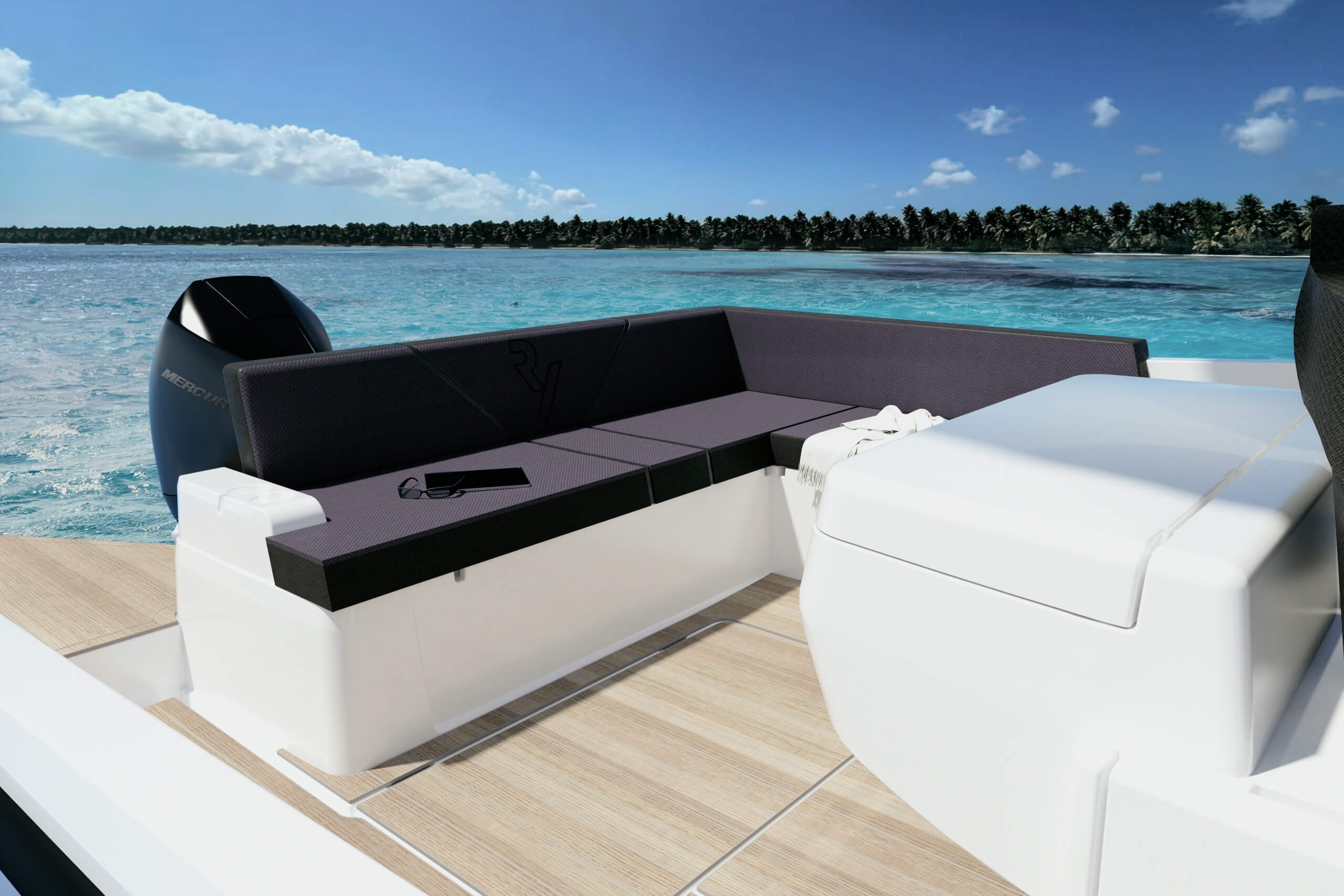 motorboat, weekender, daycruiser, cockpit, storage, table, lounge