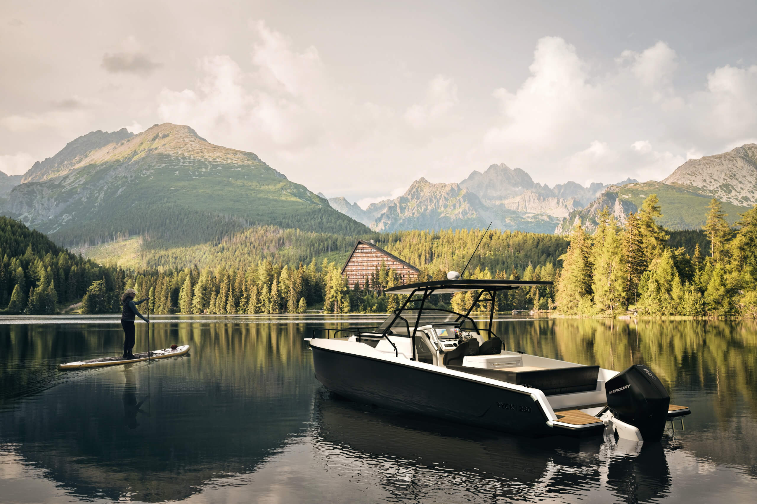 weekender, cockpit, bathing platform, outboard, view, lake, relax, dayboat, day trip