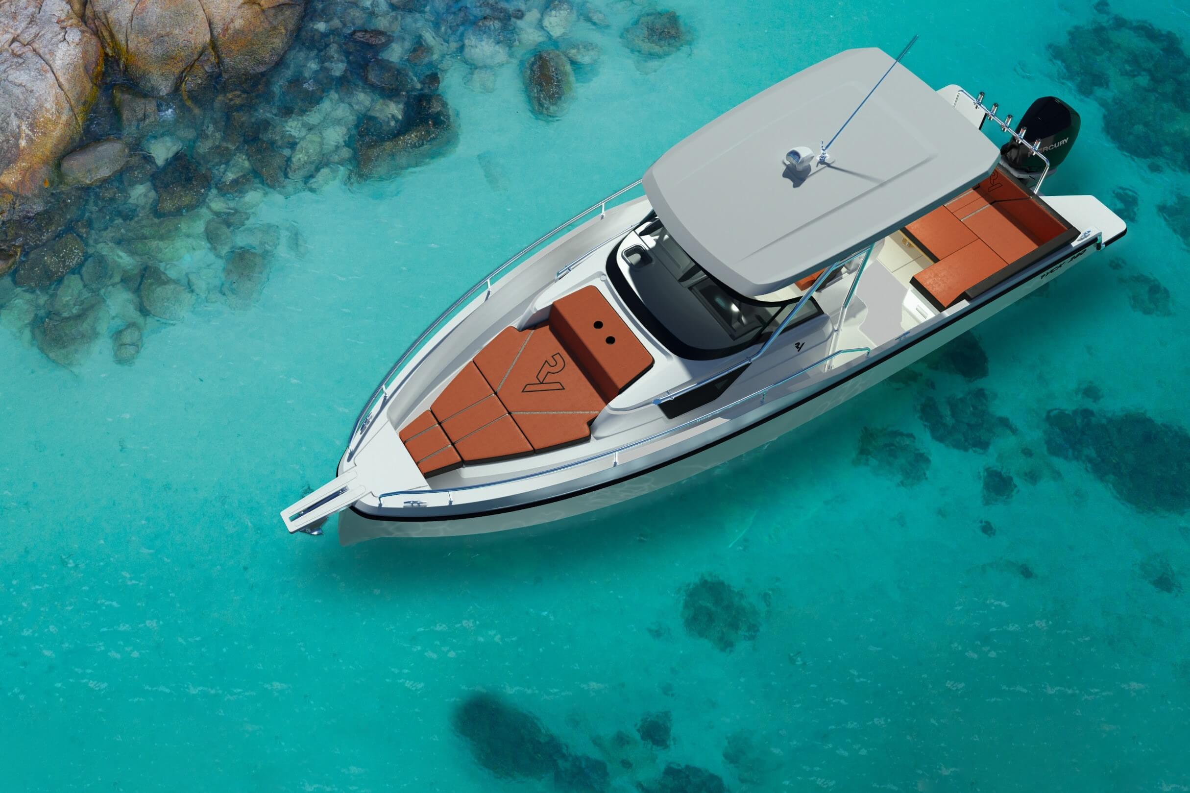 motorboat, weekender, daycruiser, fishing, sunlounge, sunpad, t-top, bowsprit