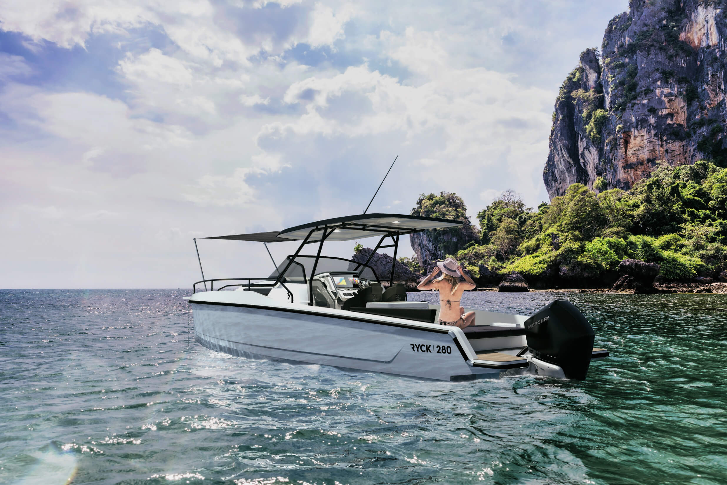 motorboat, weekender, daycruiser, aft, bathing platform, swim ladder, ourboard